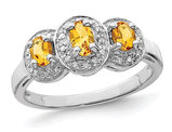 1/2 Carat (ctw) Three-Stone Oval Citrine Ring in Sterling Silver